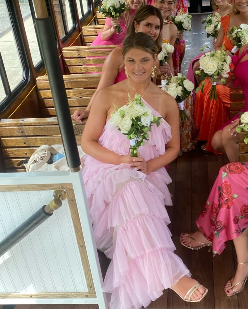 Pink Ruffle Tiered Dress - Image 1