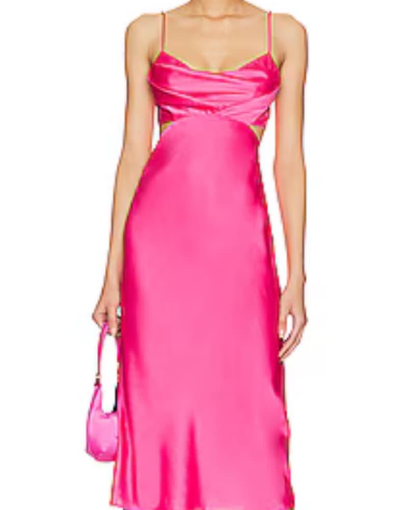 Pink Silk Cutout Dress - Image 3