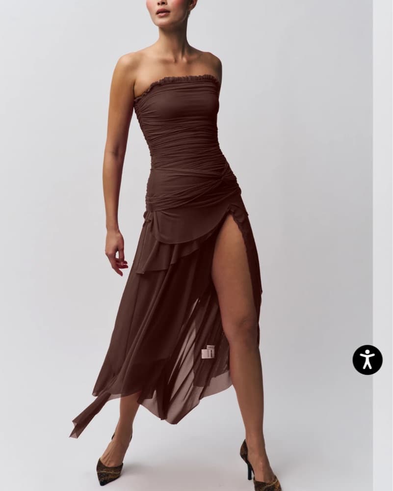 Elegant Ruched Slit Maxi Dress - Image 2