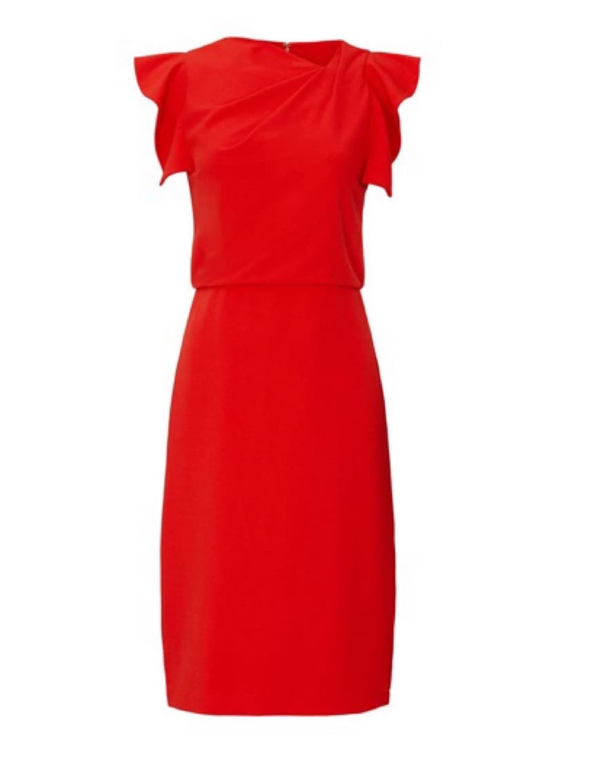 Halston Red Asymmetric Dress - Image 2