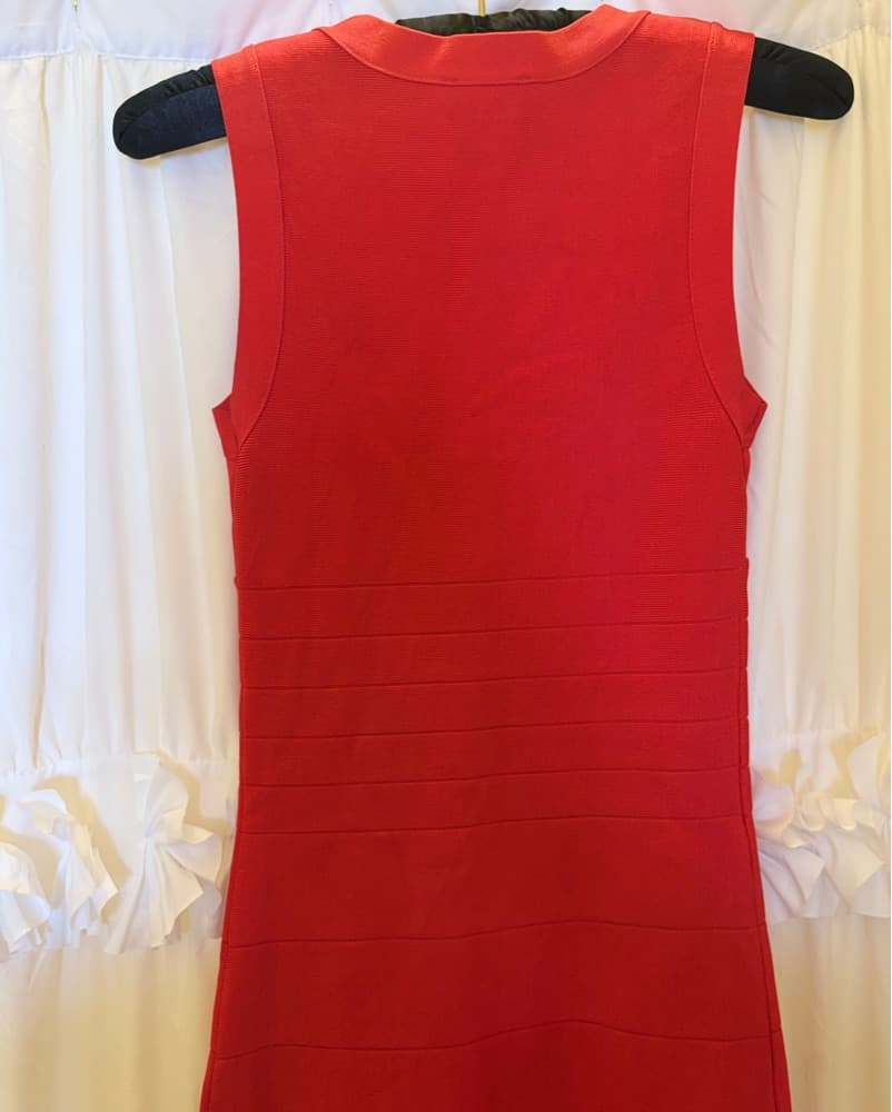 Orange Bandage Bodycon Zip Front Dress - Image 4