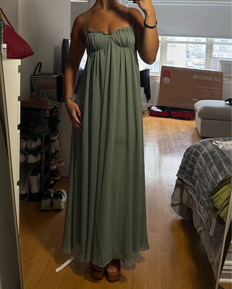 Moss Green Reformation Dress - Image 2