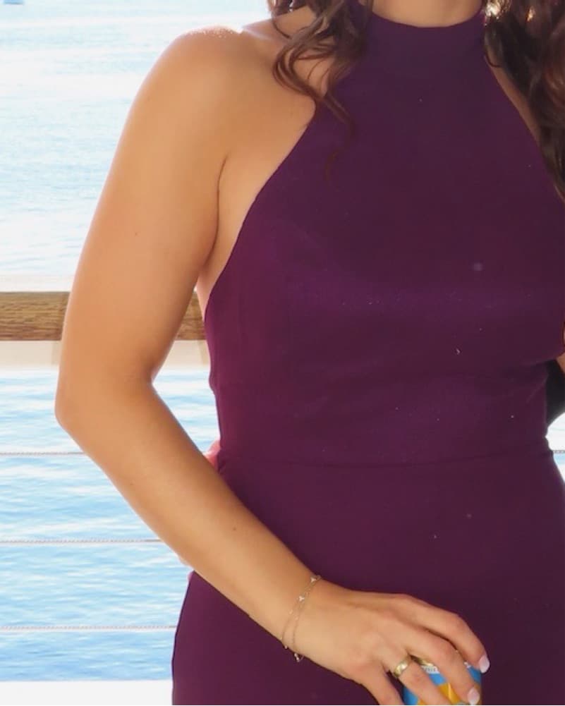 Elegant Burgundy Halter Maxi Dress - Image 4