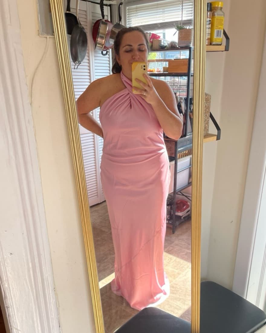 Pink Satin Halter Maxi - Image 2
