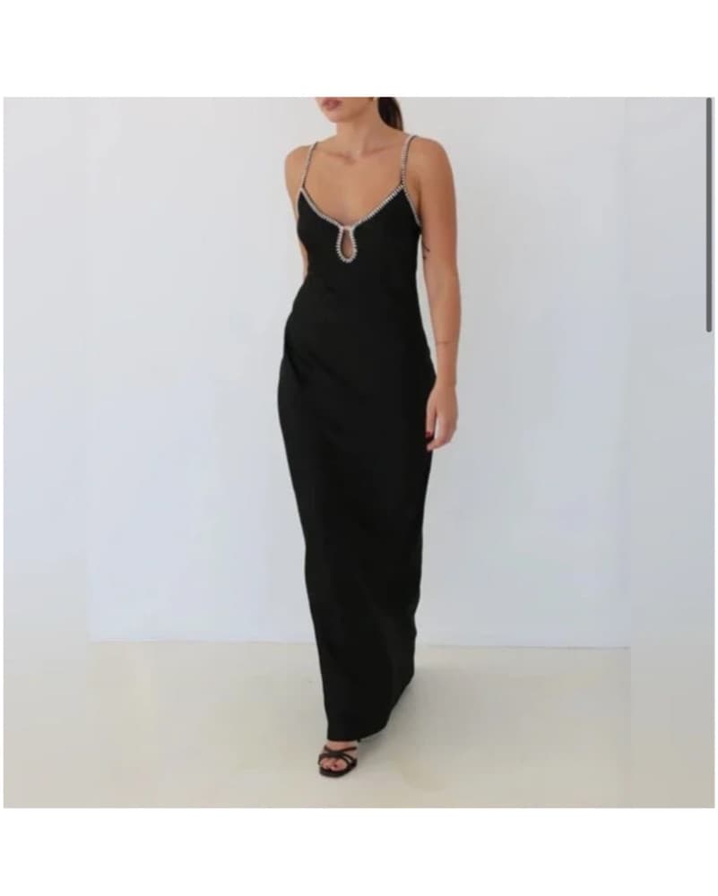Rumored Jewel-Embellished Black Dress - Image 1