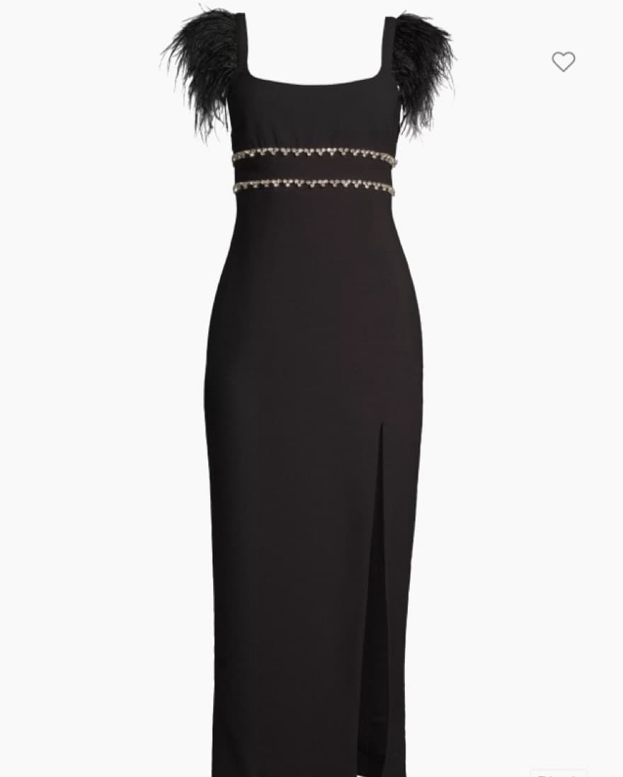 Likely Prima Crystal & Feather Midi-Dres - Image 1