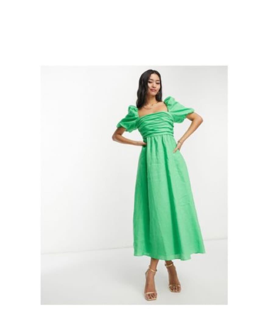 Forever New Green Puff Sleeve Dress  - Image 2