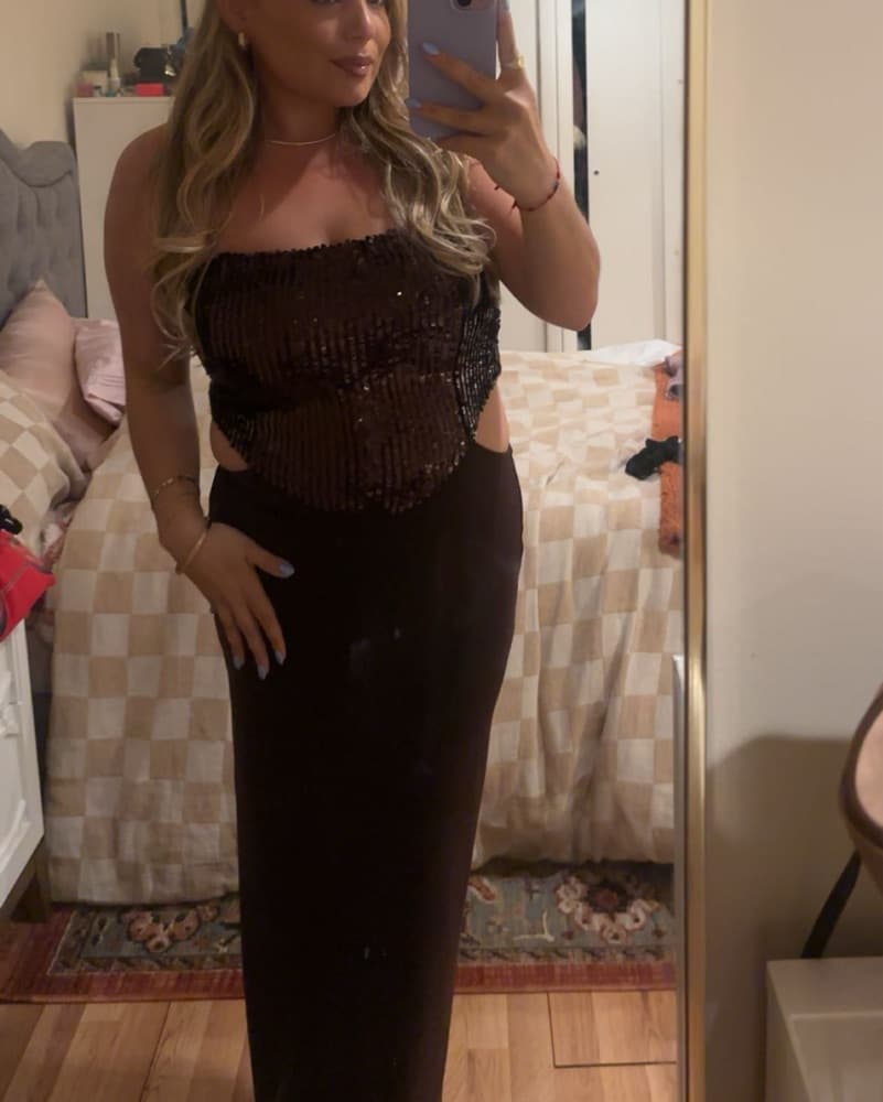 Zara Sequin Strapless Dress - Image 1