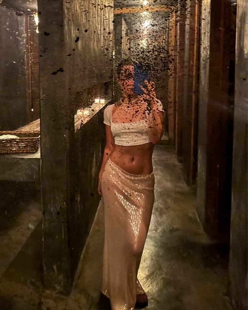 Edikted Sheer Sequin Maxi Skirt - Image 3