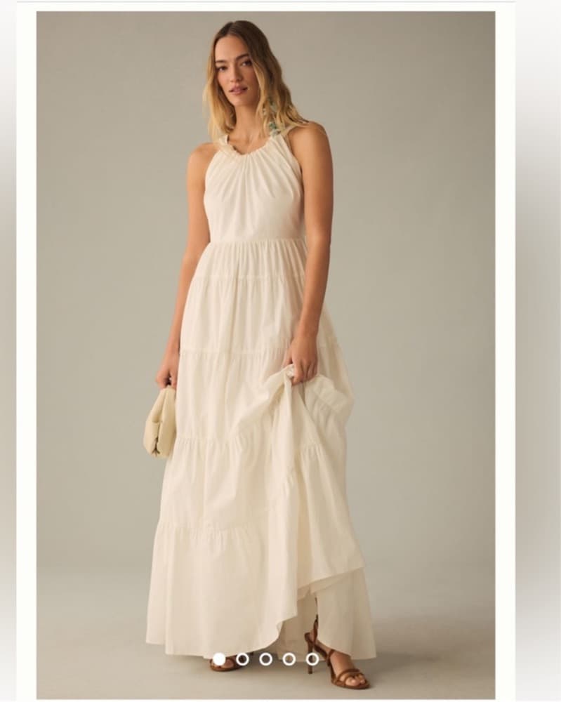 Anthropologie Ivory Tiered Maxi Dress - Image 1