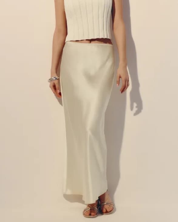 Reformation Layla Silk Skirt In Sugar - Image 2