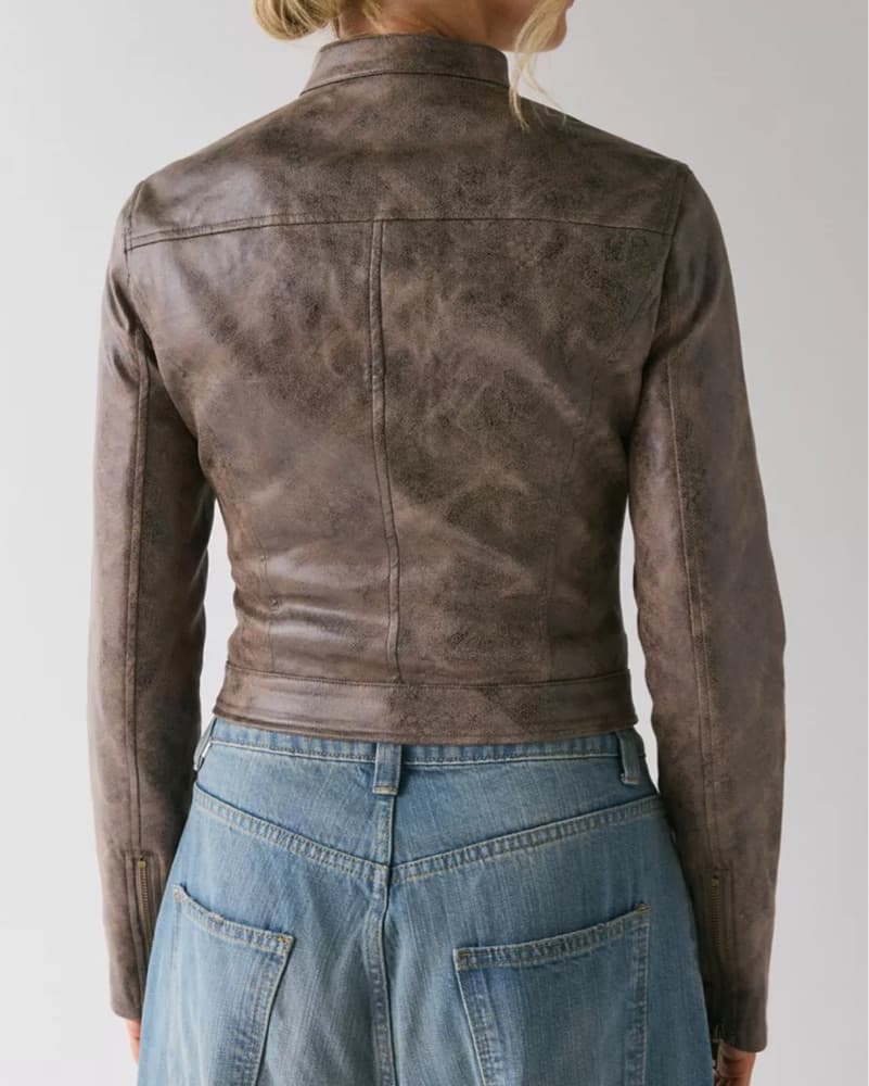 LIONESS Biker Jacket, Faux Leather, Brow - Image 3