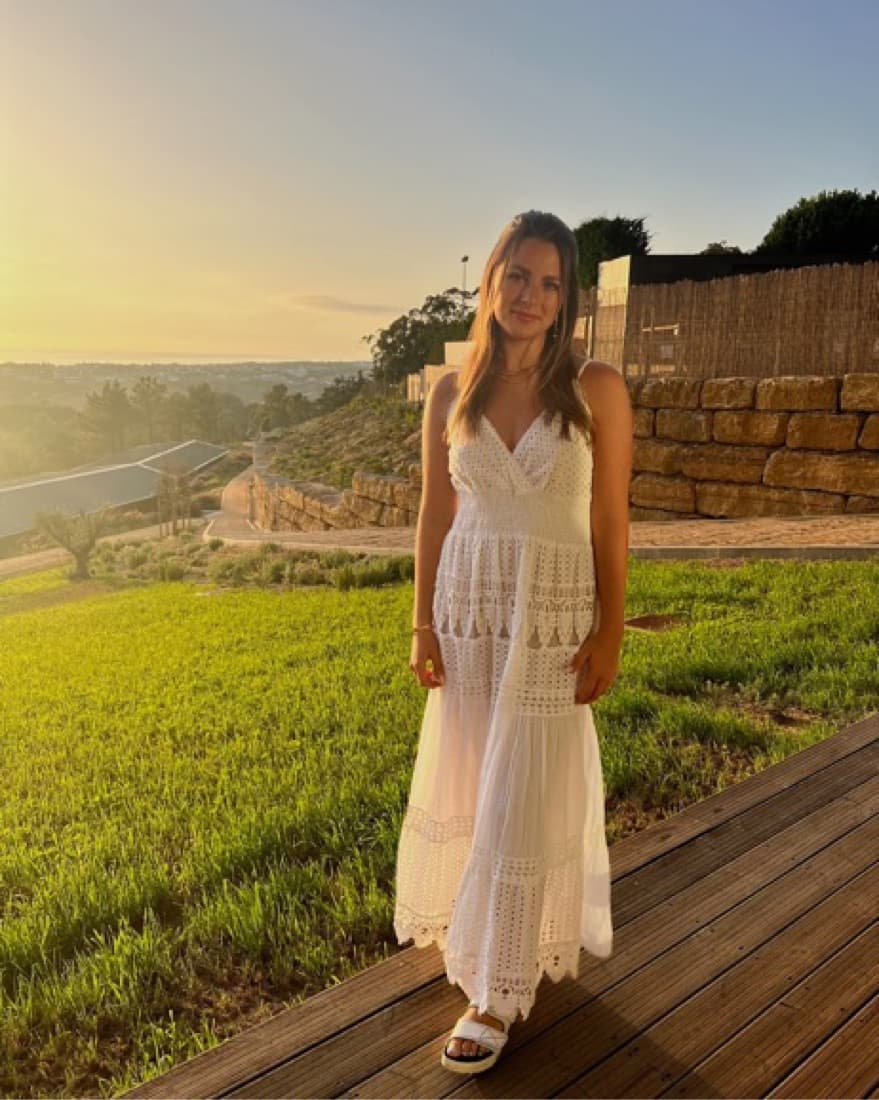 White Maxi Dress With Stitching - Image 2
