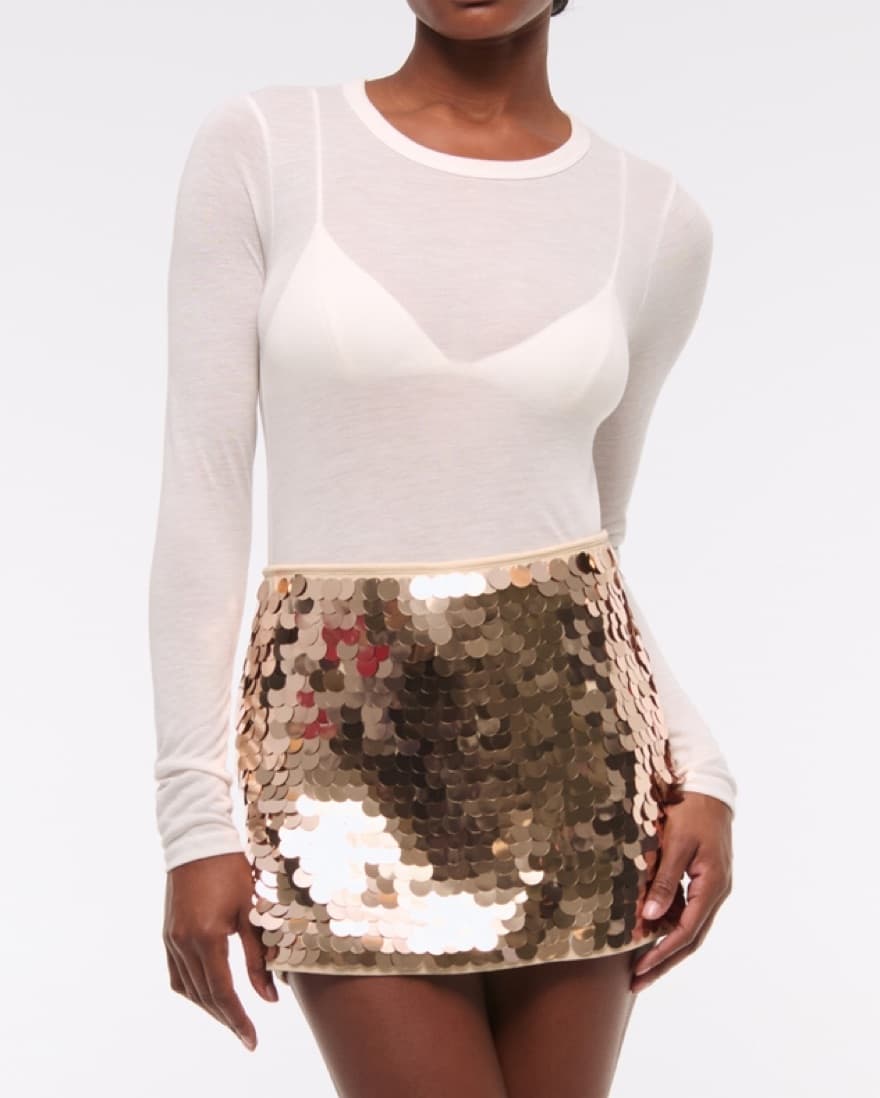 Gold Sequin Mid Rise Skirt - Image 1
