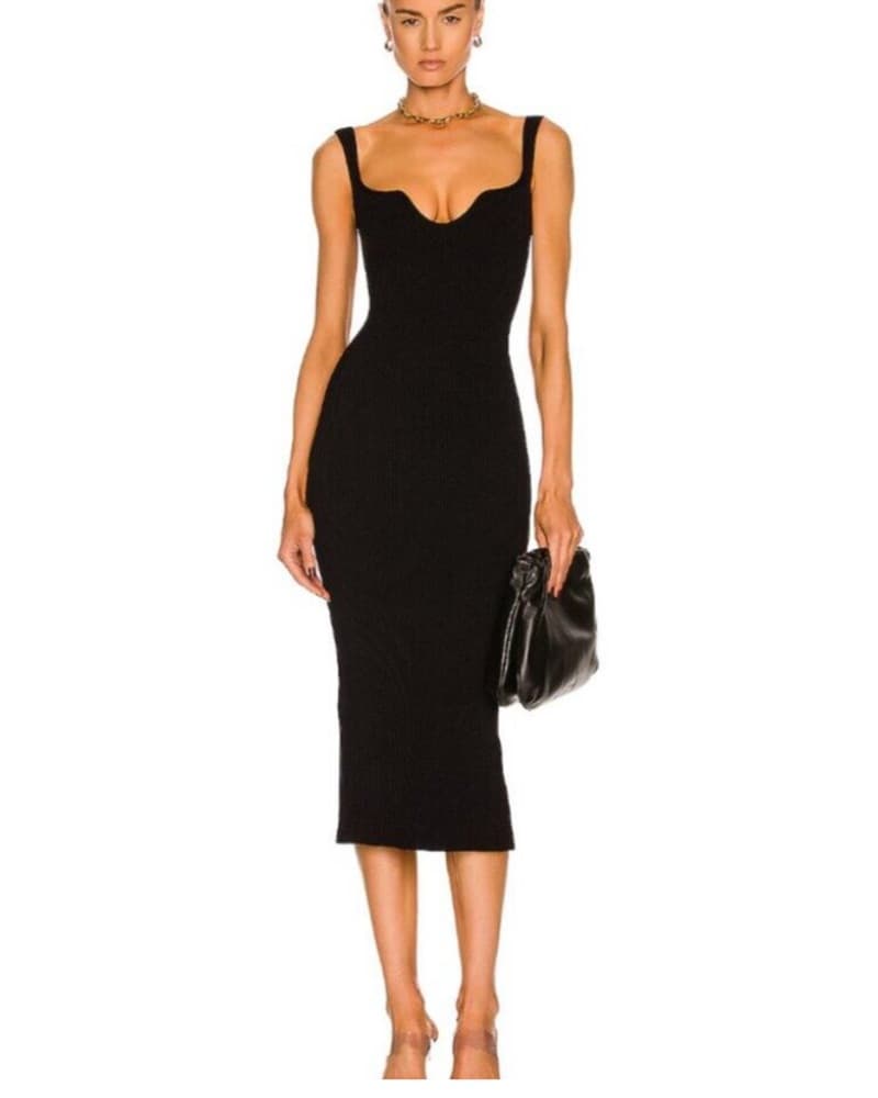 NWT Khaite Nina Ribbed Dress Black - Image 1