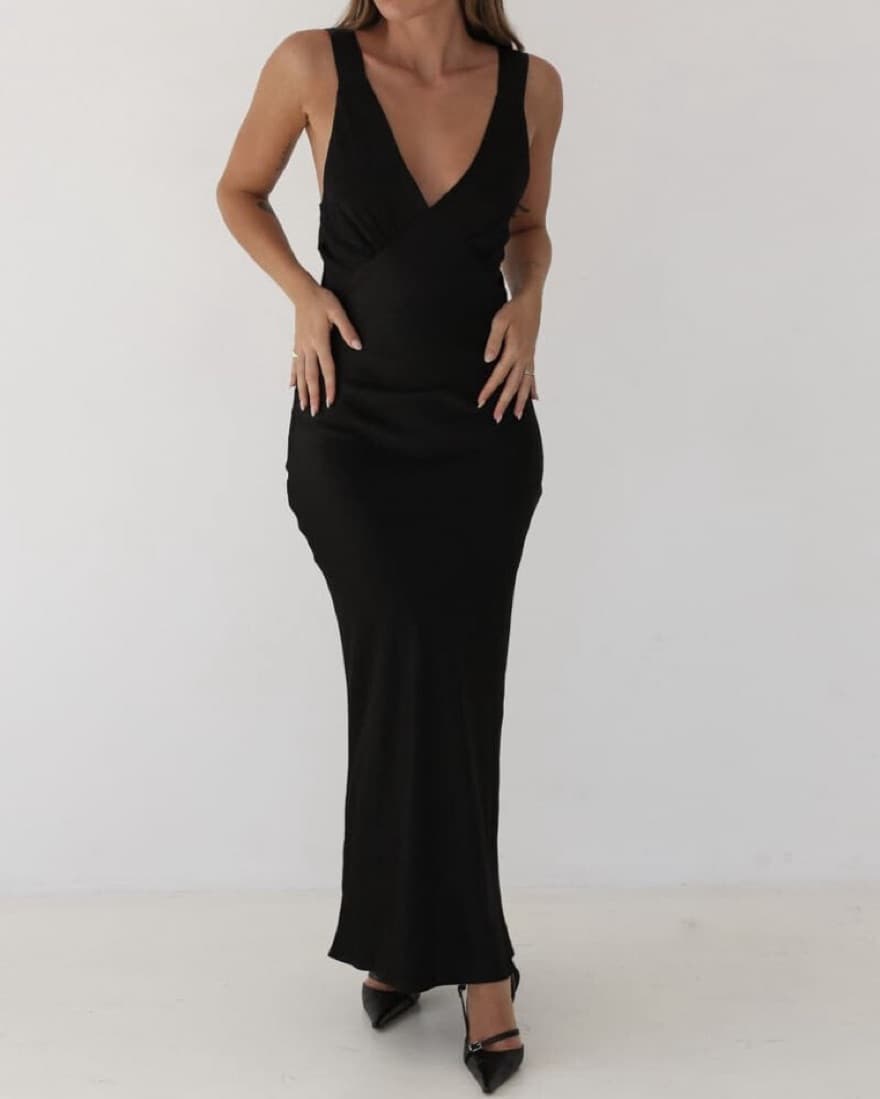 Rumored Black Slip Dress - Image 1