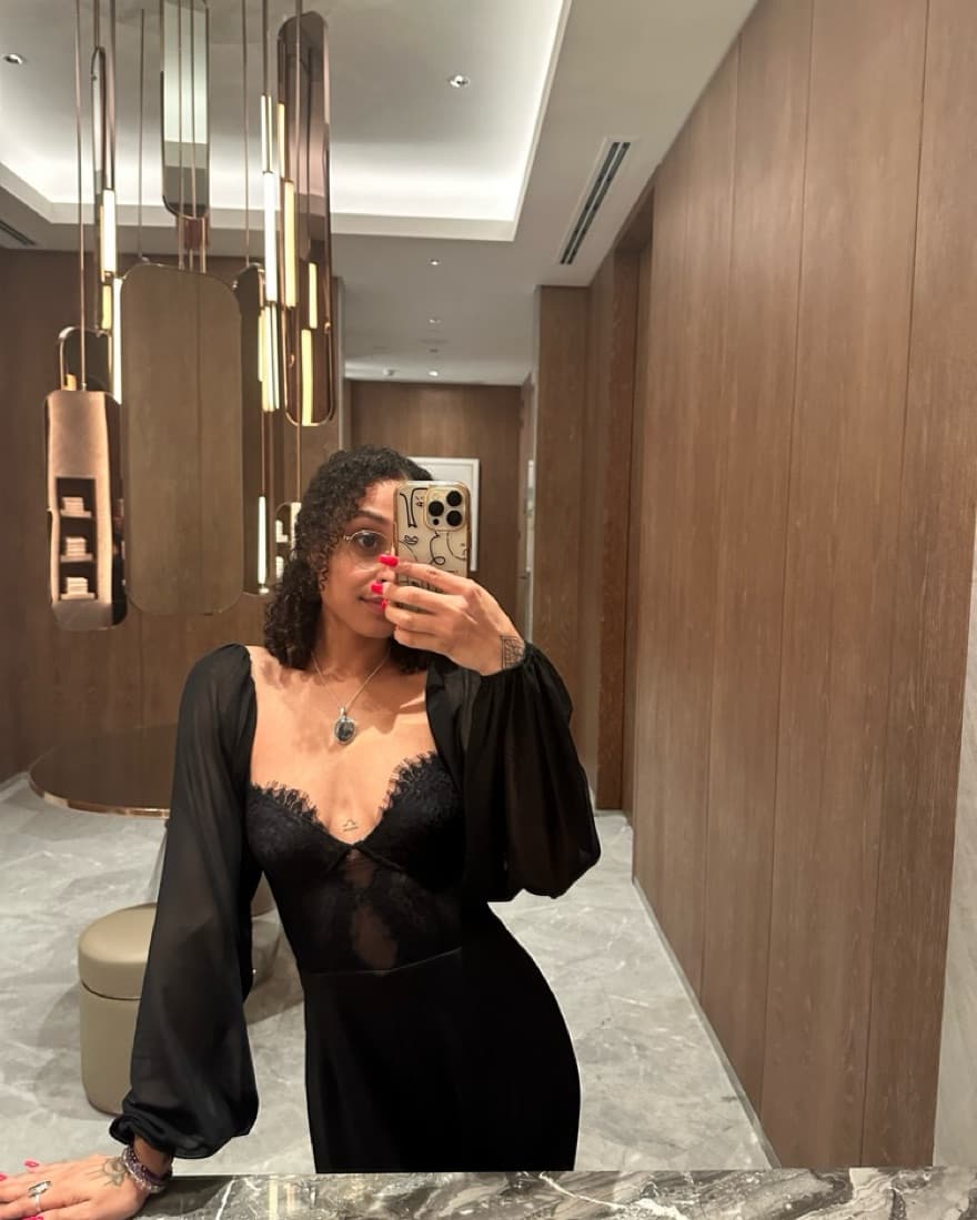 Mesh Lace Long Sleeve Bustier Jumpsuit - Image 2