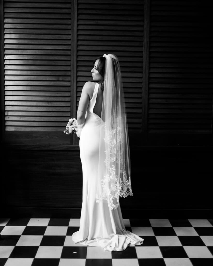 White Low Back Bridal Wedding Gown - Image 1