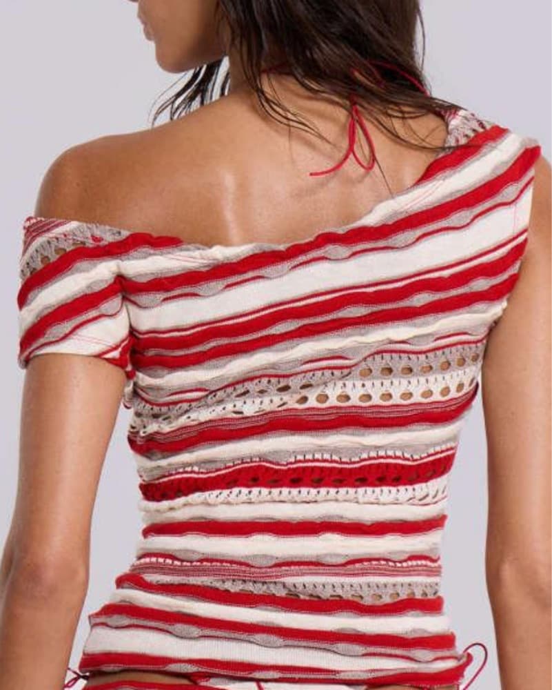 Striped One-Shoulder Summer Top - Image 2