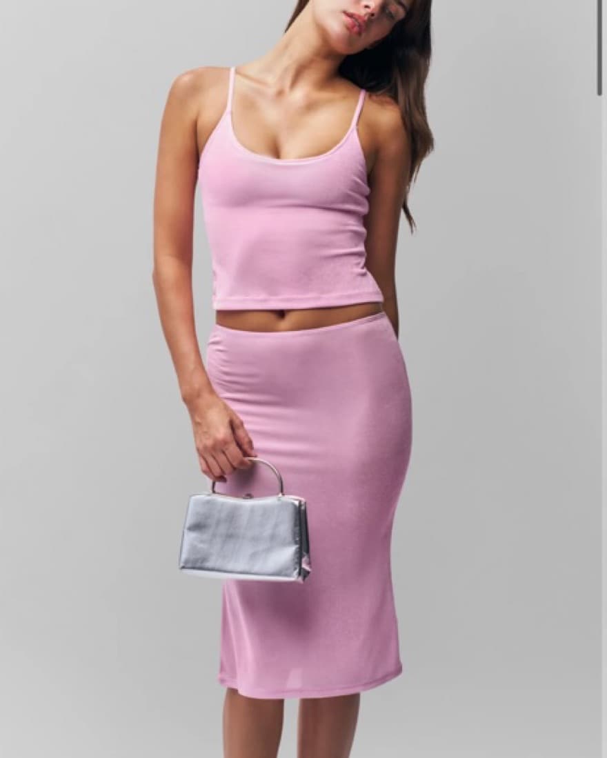 GUIZO Pink Cotton Candy Midi Skirt Set  - Image 1