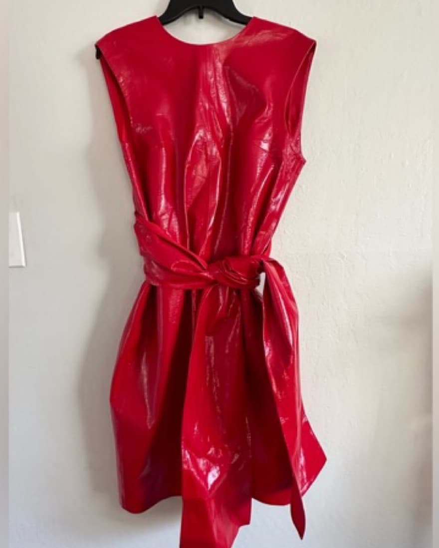 MSGM Red Cotton Polyurethane Solid Shift - Image 2