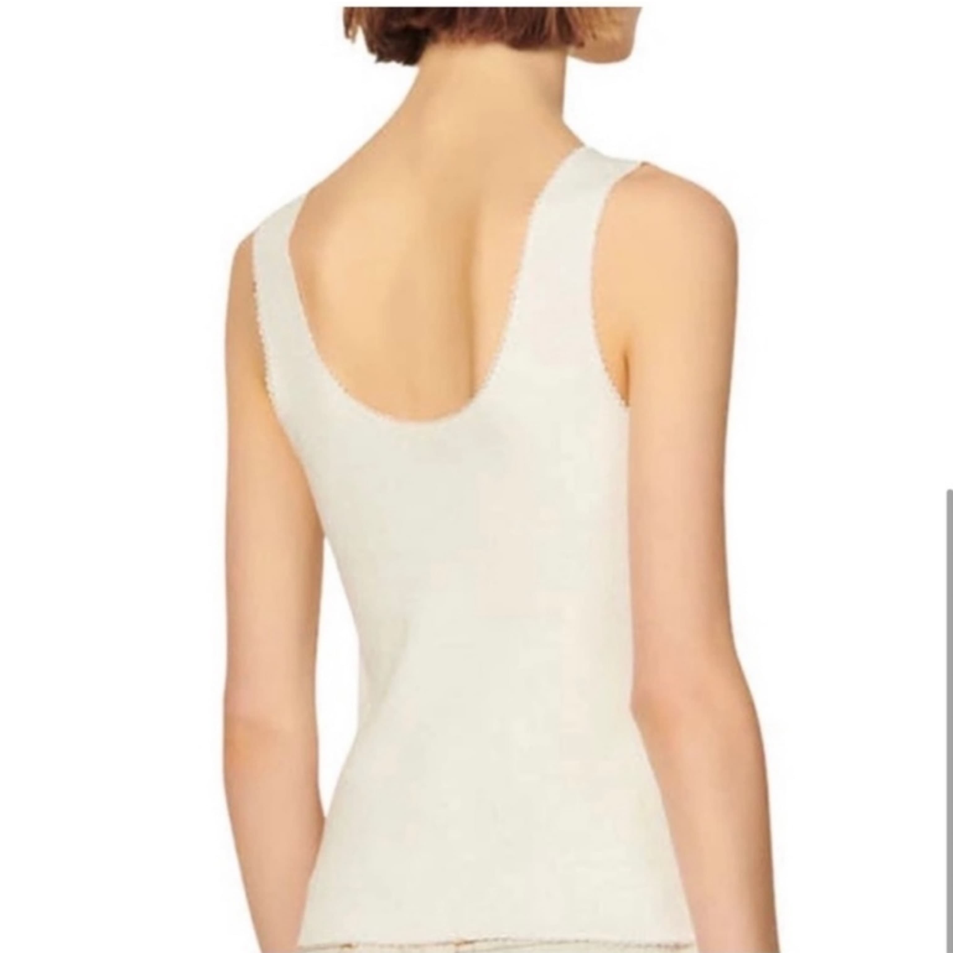 Sandro Paris Sleeveless White Bow Top - Image 3