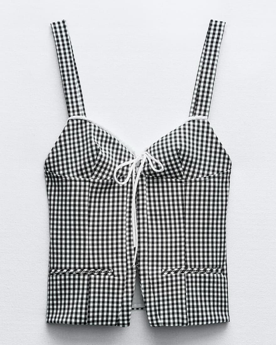 Zara Plaid Corset Top - Image 1