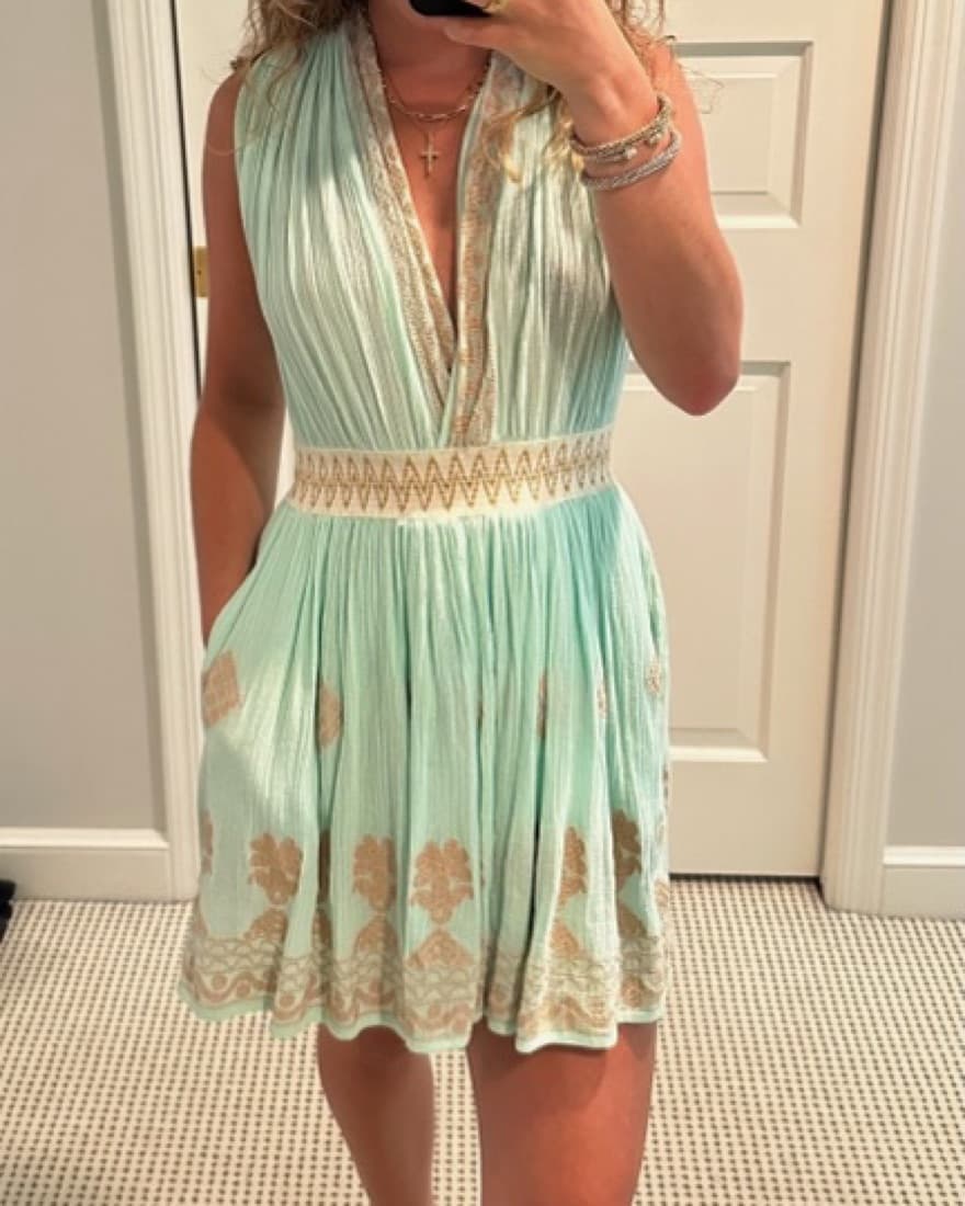 Guadalupe Design Turquoise Mini Dress - Image 2