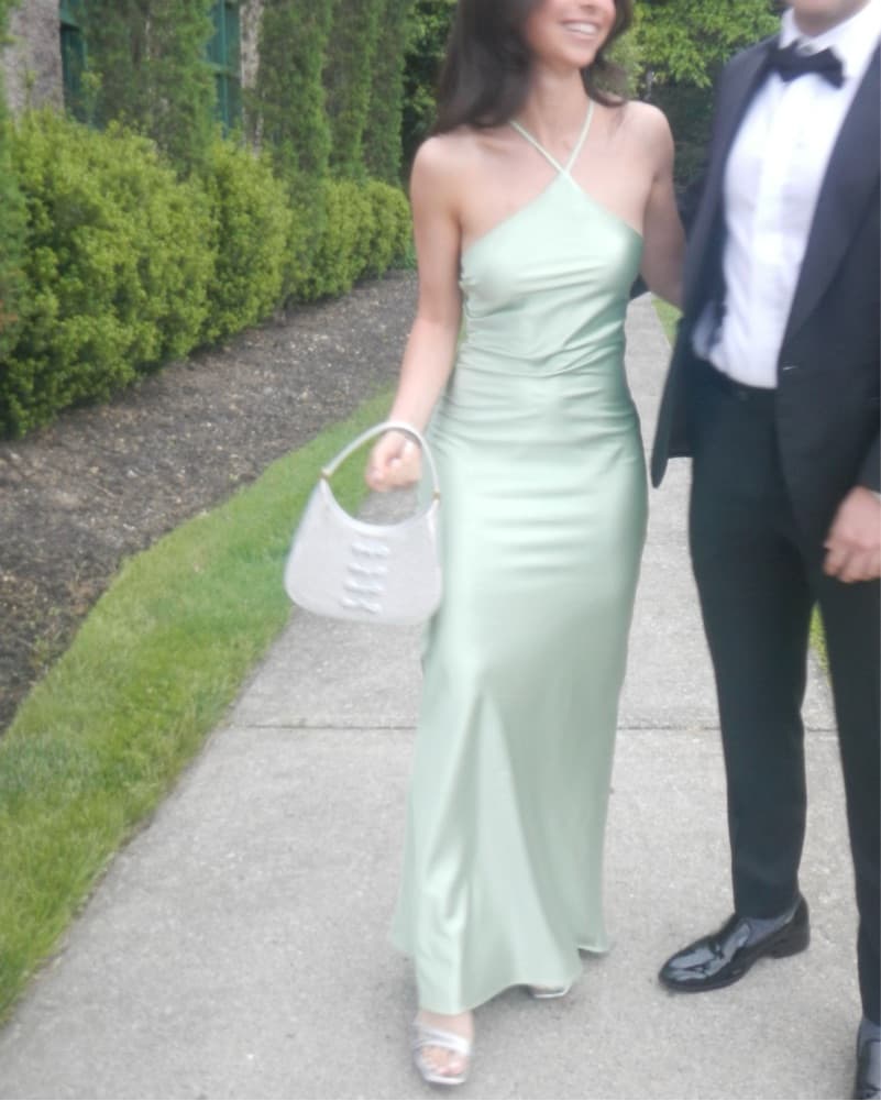Kira Maxi Dress in Pistachio Green - Image 3