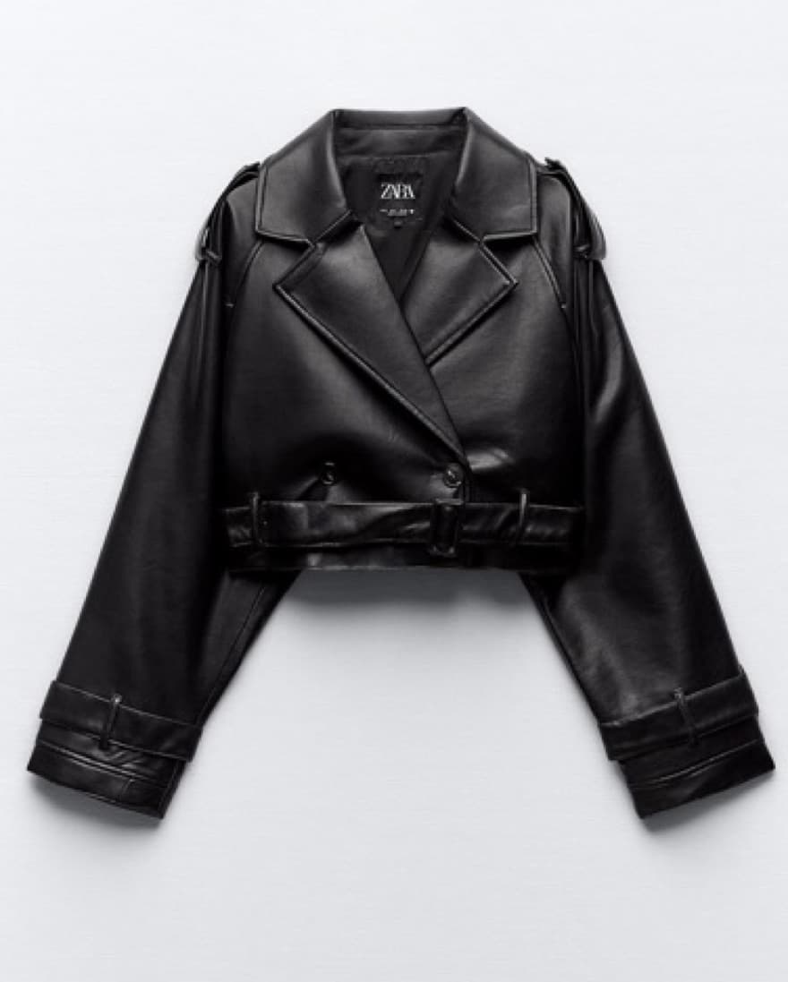 Oversized Cropped Faux Leather Trench - Image 3