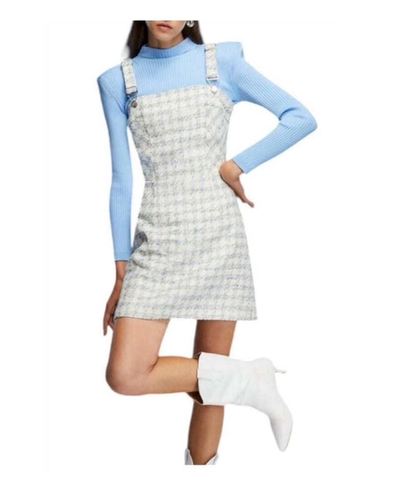 Nocturne Mini Plaid Overall Dress - Image 3