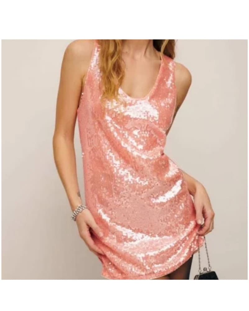 Reformation Pink Sequin Mini Dress - Image 1