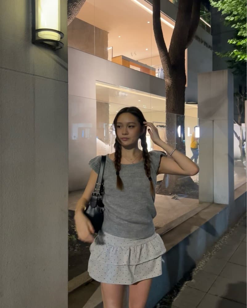 Grey Polka Dot Skirt - Image 2