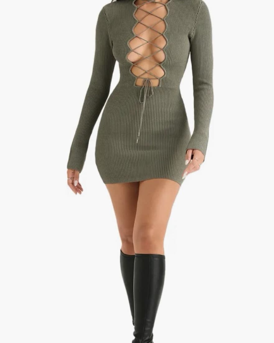 House Of CB Jada Long Sleeve Lattice Fro - Image 1