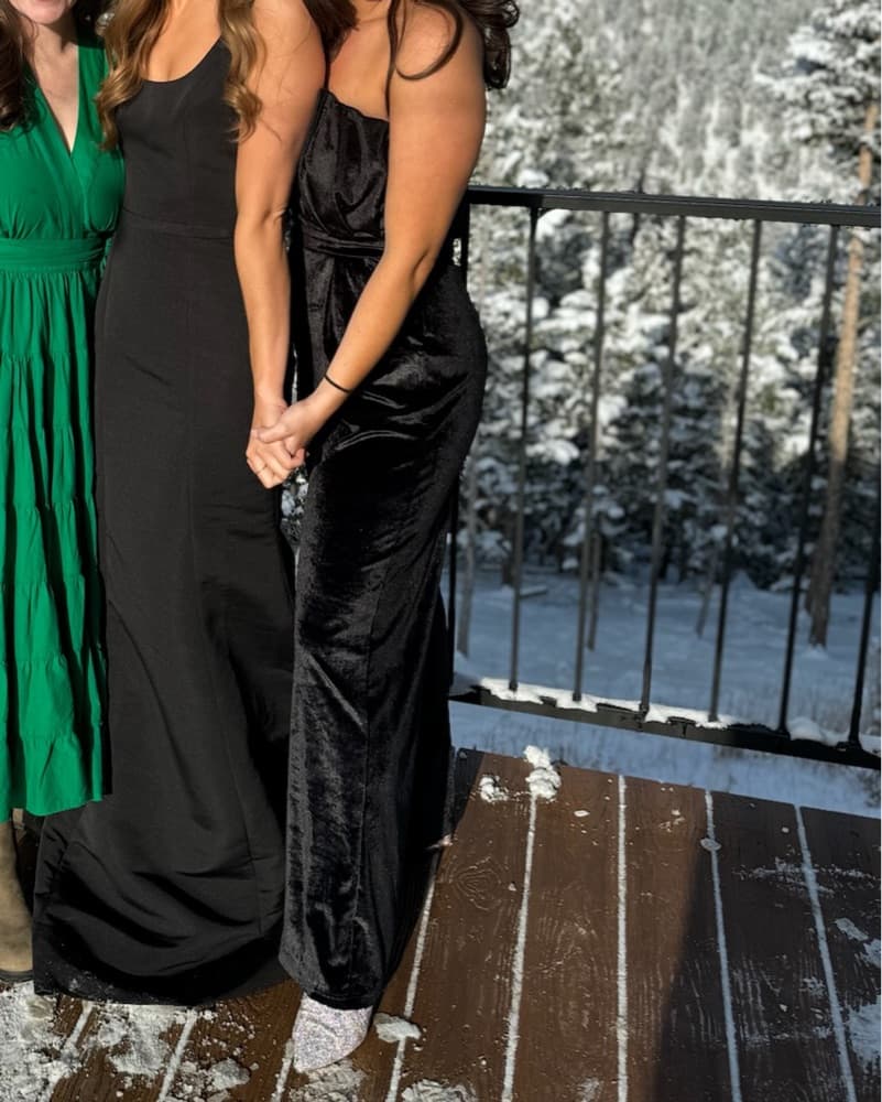 Black Velvet Strapless Jumpsuit - Image 2