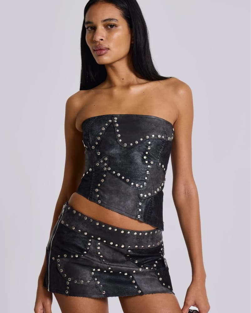 Jaded London Shadow Studed Mini Skirt - Image 2