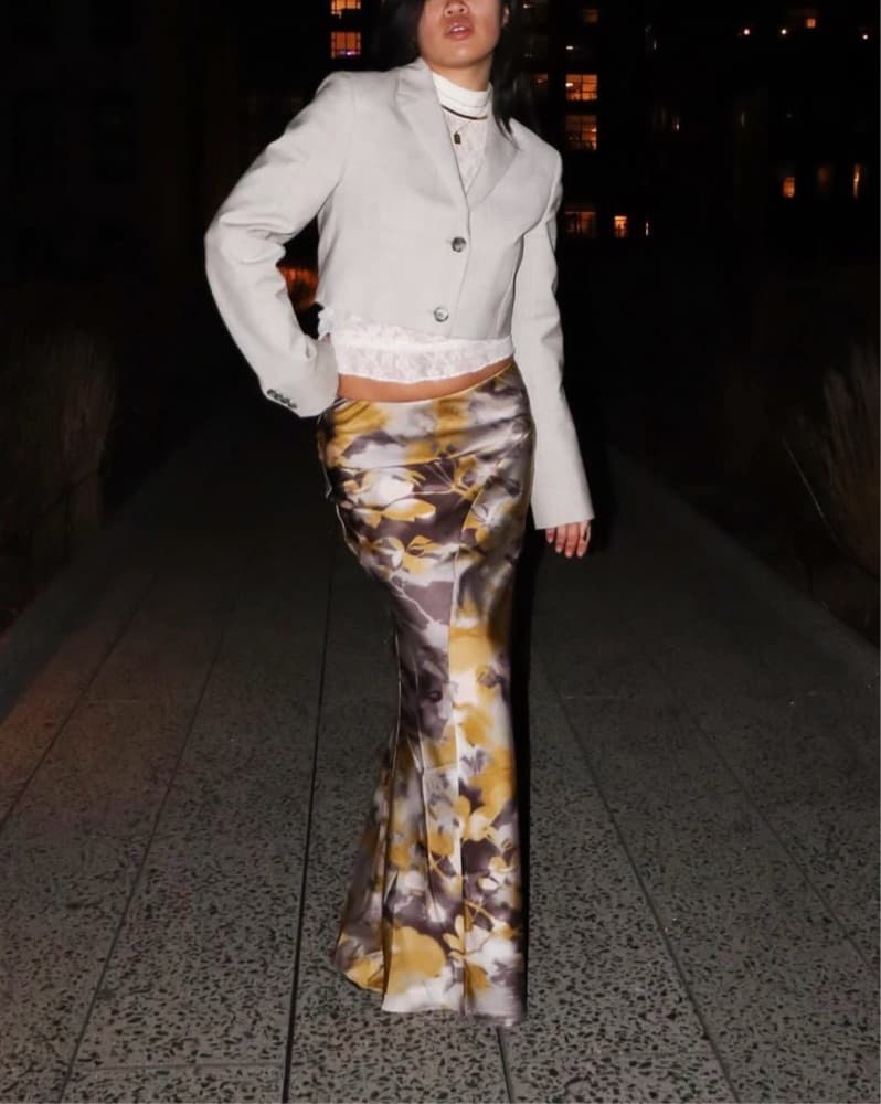 Satin Floral Maxi Skirt - Image 5