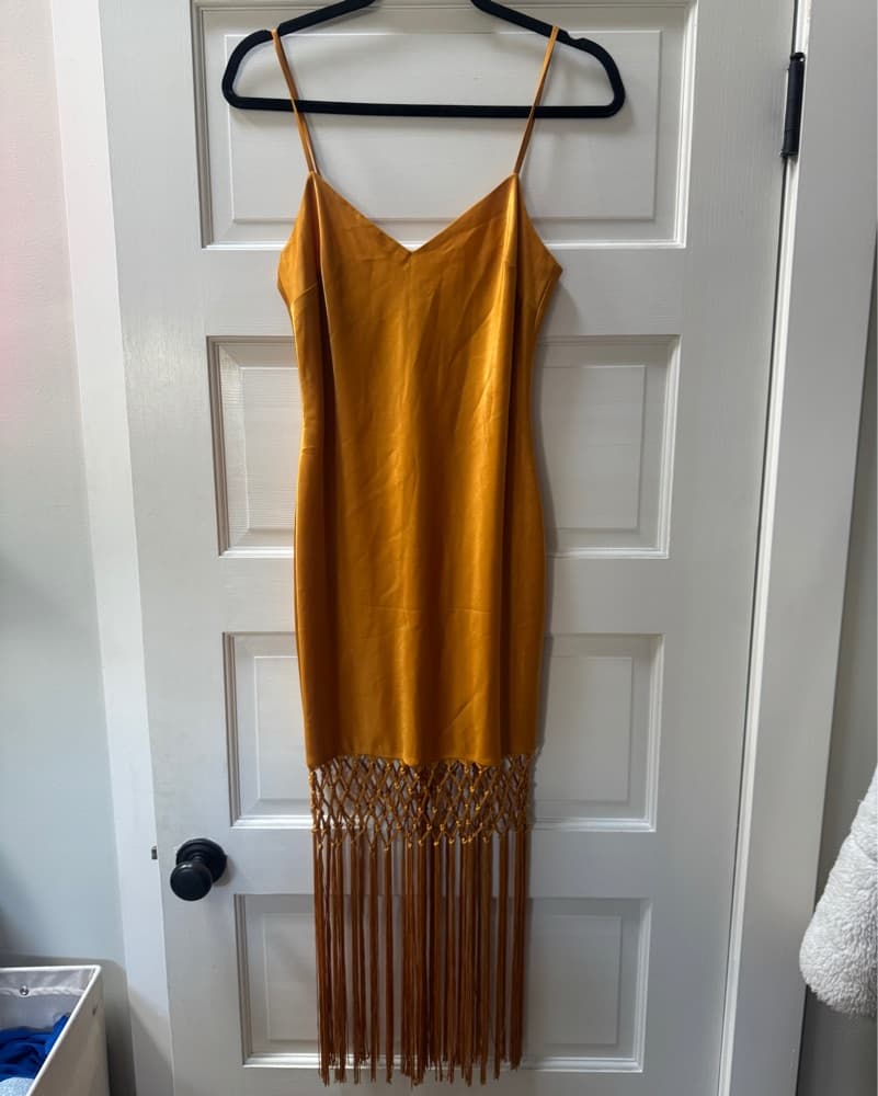 Camila Coelho Gold Fringe Midi Dress - Image 2