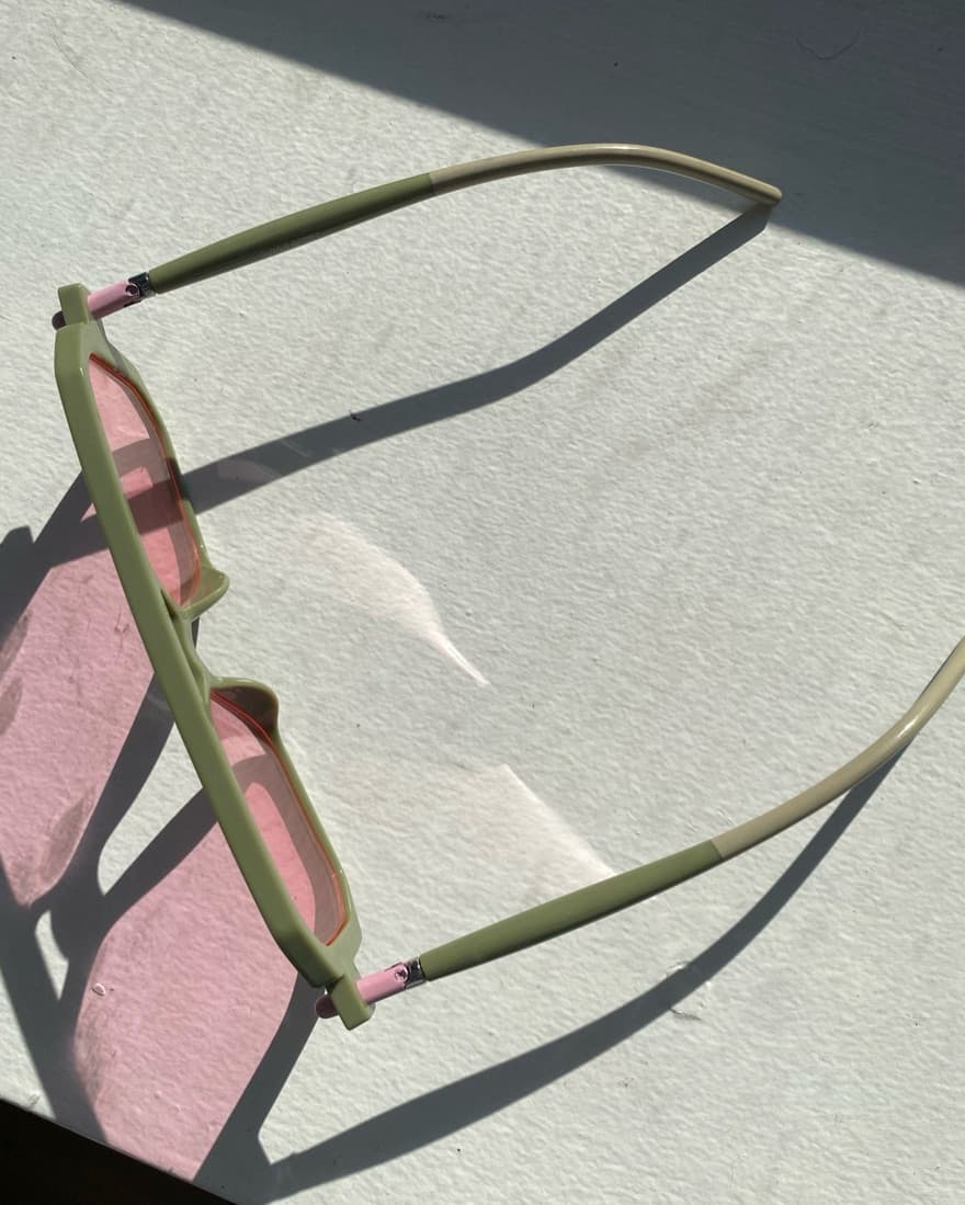 Green + Pink Lense Aviator Sunglasses - Image 3