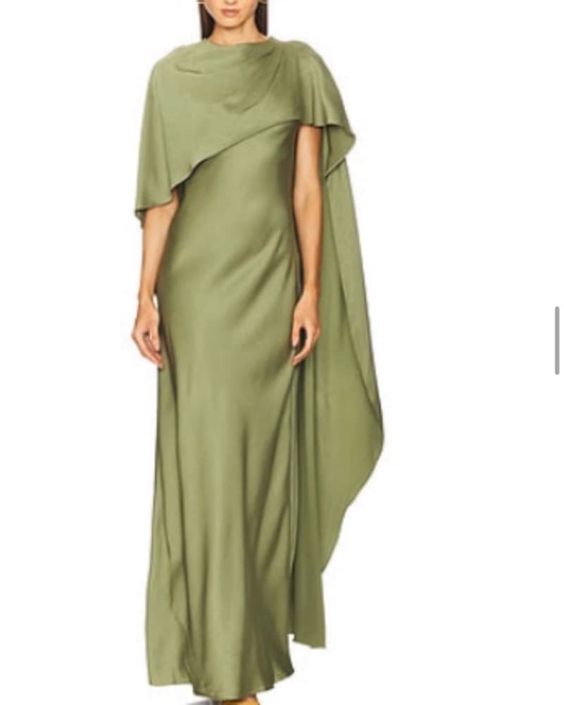 Simkhai IZEL Cape Gown Olive  - Image 3