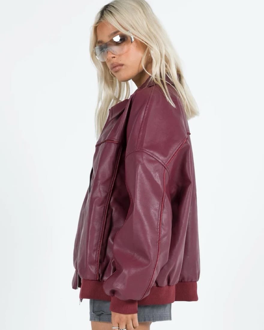 Goldsmith Faux Leather Bomber Jacket - Image 4