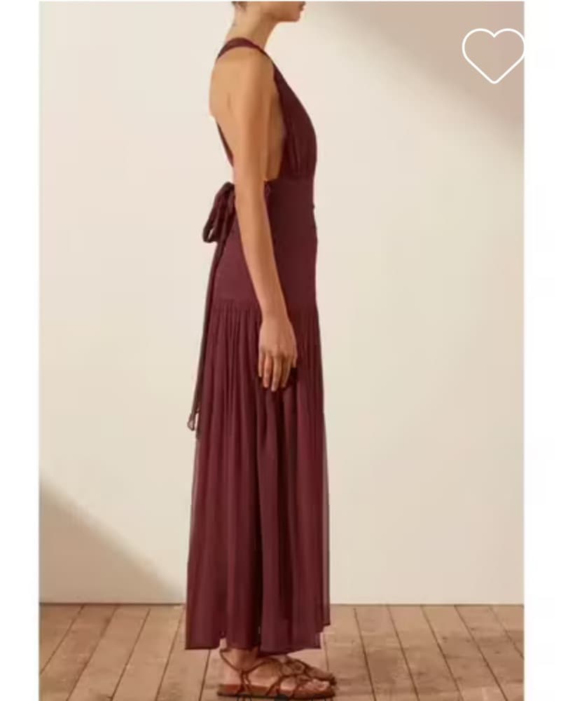 Wine dress with plunge V neck - Image 3