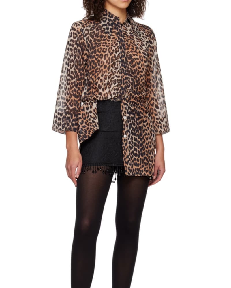 Ganni Brown Leopard Minidress - Image 4