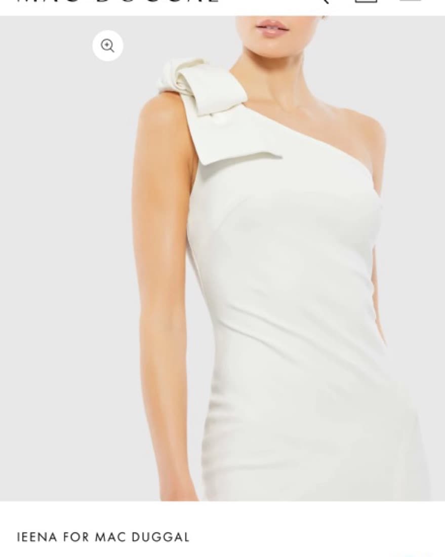 Mac duggal White Crepe One Shoulder  - Image 3