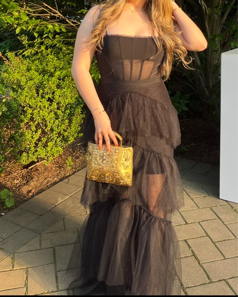 BCBG Corset Tulle black Tie Gown Sz 8 - Image 1