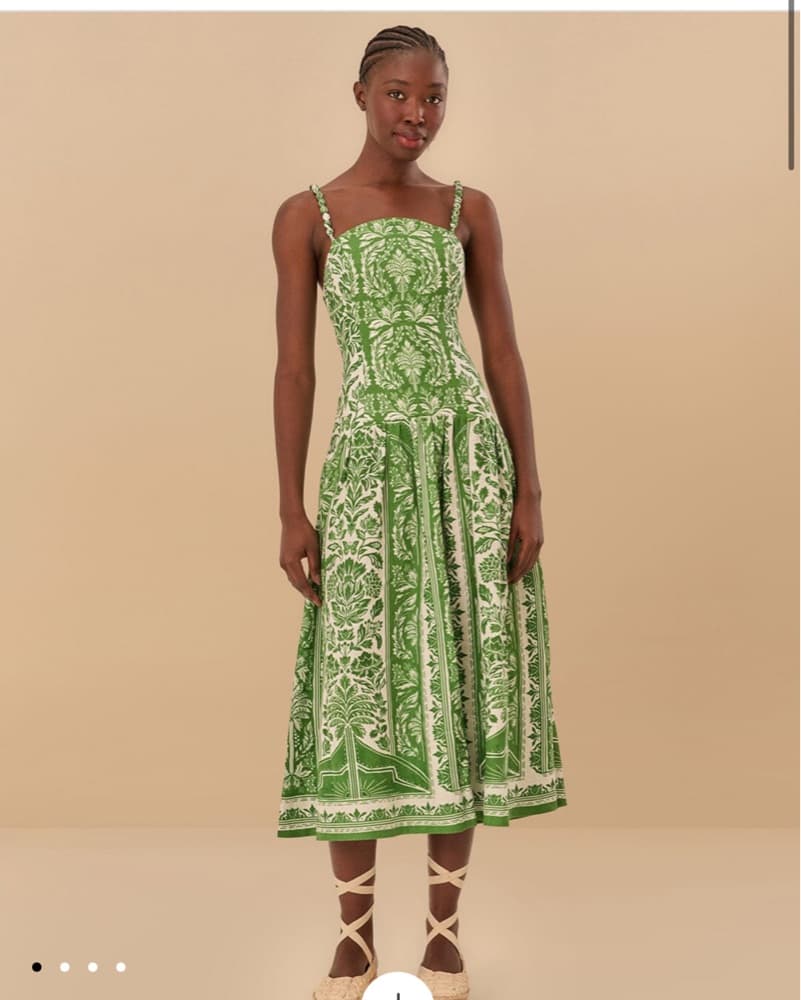 Farm Rio Green Delicate Midi Dress  - Image 1