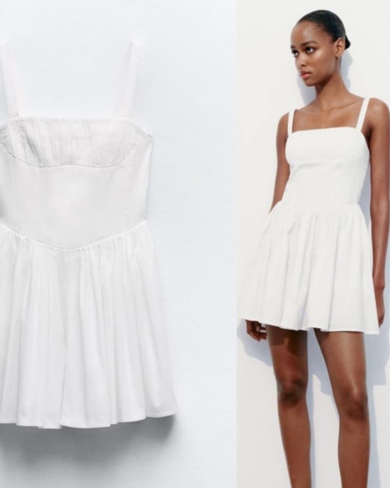 Elegant White Pleated Dress - Image 1
