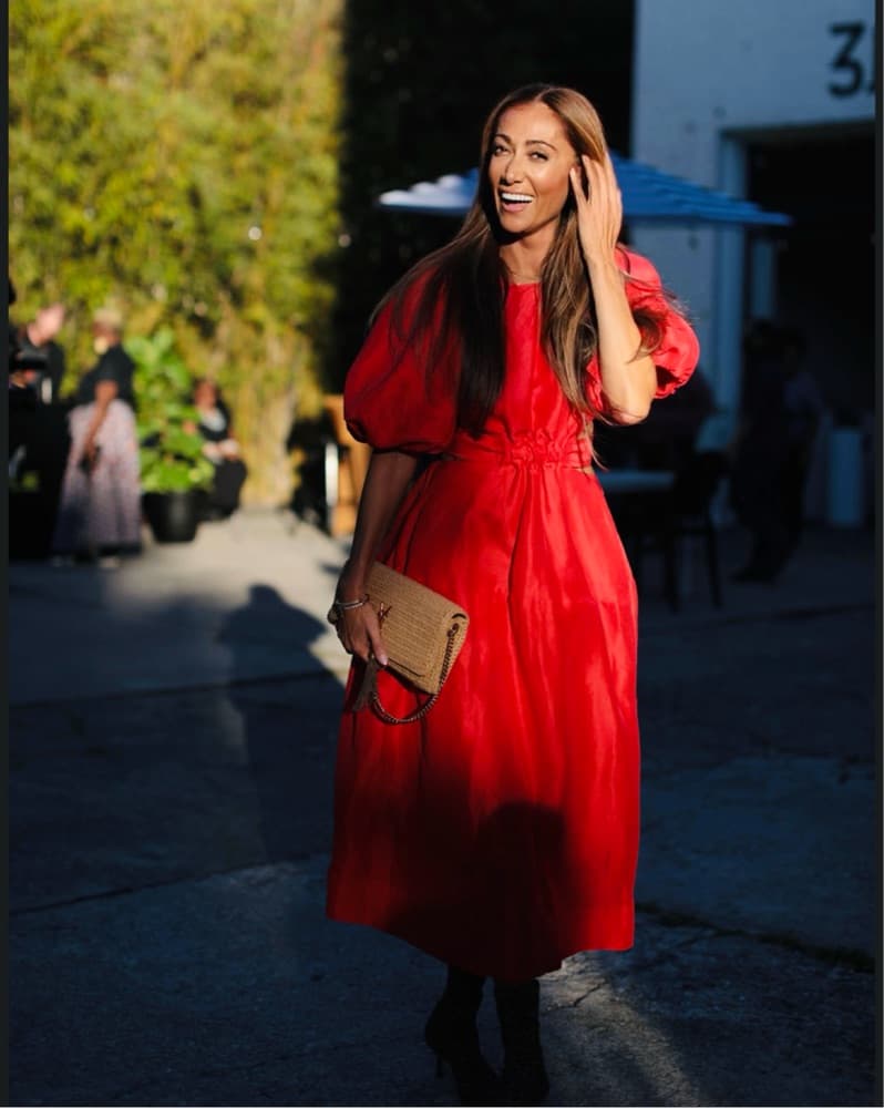 Aje Red Puff Sleeve Midi Dress - Image 1