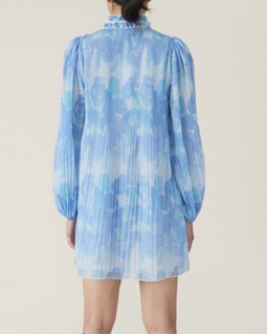 GANNI Pleated Georgette Dress - Image 4