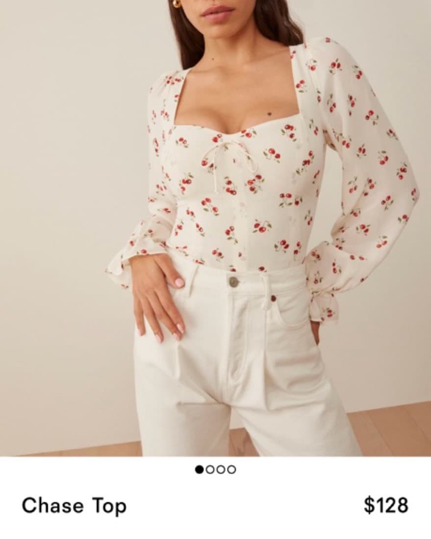 Reformation Cherry Puff Sleeve Blouse - Image 1